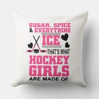 sugar spice and everything ice girls hockey throw pillow