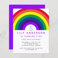 Budget Purple Rainbow Birthday Party Invitation