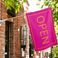 Hot Pink and Orange Open Sign Small Business Flag