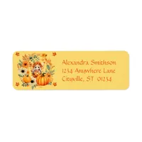 Cute Pumpkin Fairy in Autumn Wreath Label