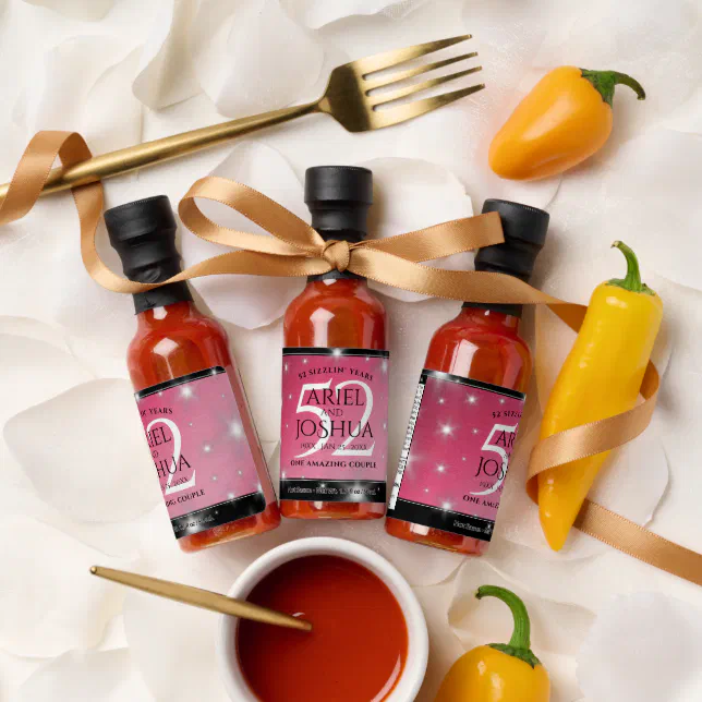 Elegant 52nd Star Ruby Wedding Anniversary Hot Sauces