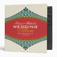 Cream Teal+Gold Lace Elegant Wedding Album Binder