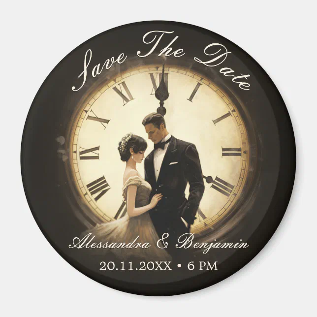 Timeless Love Vintage Wedding Theme Save The Date Magnet