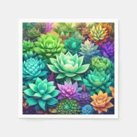 Aloe Vera and Succulents Collage Napkins