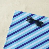 Navy And Turquoise Diagonal Striped Beach Towel