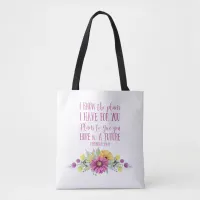 Christian Bible Verse Watercolor Floral Tote Bag