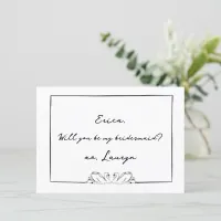 Timeless Swan Black & White Bridesmaid Proposal Thank You Card