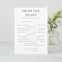From the Heart Wishes to Couple Wedding Game Card