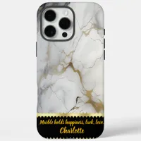 White marble with fine gold veins iPhone 16 pro max case