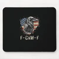 F-Caw-F Crow Bird Heart USA Flag Vintage Mouse Pad