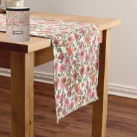 Pink Floral White Table Runner