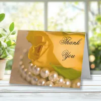 Yellow Rose and White Pearls Wedding Thank You