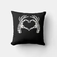 Skeleton Heart Hands Sign Halloween Costume Viral  Throw Pillow