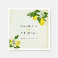 Vintage Watercolor Lemons Garden Party Napkins