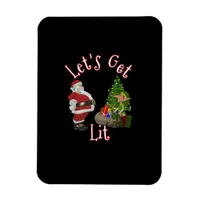 Let's Get Lit Santa Christmas Tree Design Magnet