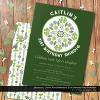 Shamrock Mandala 21st Birthday Party Invitation