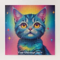 Cute Cosmic Kitten Vibrant Surreal Rainbow Art  Jigsaw Puzzle