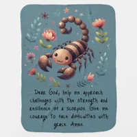 Kids Christian Prayer Woodland Scorpion on Blue | Baby Blanket