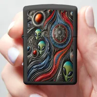 Mysterious Alien Meeting in Cosmos Zippo Lighter