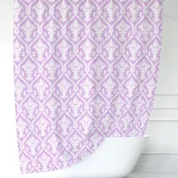 Purple and White Damask Shower Curtain