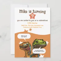 Velociraptor-Themed Dino-Loving Boys' Birthday Invitation