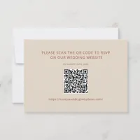 Beige Minimalist Wedding RSVP QR Code Card