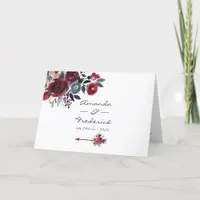 Boho Chic Burgundy and Navy floral Wedding Program