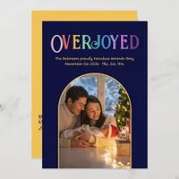 Overjoyed Christmas Baby Birth Announcement Photo