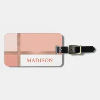 Blush Pink Rose Gold Foil Stripe Color Block Luggage Tag