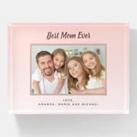 Mother rose gold blush photo family paperweight