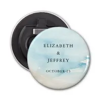 Rustic Watercolor Ocean Sea Summer Beach Wedding Bottle Opener