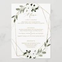 Geometric Greenery Gold Wedding Menu