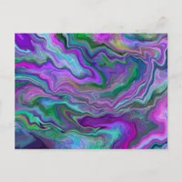 Purple, Green and Blue Fluid Art   Postcard