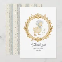 Vintage Storybook Cottagecore Duckling Baby Shower Thank You Card