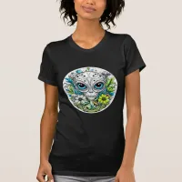 Extraterrestrial Alien in Flowers Starry Night T-Shirt