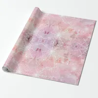 Simple Whimsical Cute Pink Spiderwebs  Wrapping Paper