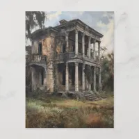 An Old Abandoned Rural Mansion Postcard