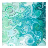 Blue and Green Waves Digital Fluid Art     