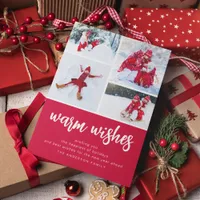 Warm Wishes | Modern Four Photo Holiday Card