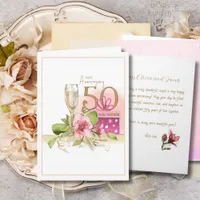 Elegant Golden 50th Wedding Anniversary Champagne  Card