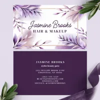  Purple Watercolor Leaves Elegant Business Card