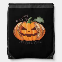It’s Fall Y’all Leopard Pumpkin Happy Halloween Ne Drawstring Bag