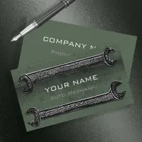 Grunge Wrenches Green ID321 Business Card