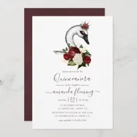 Watercolor Floral Swan Quinceañera Invitation