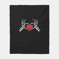 Kids Skeleton Hand Heart Valentines Day Cool Class Fleece Blanket
