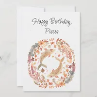 Pisces Fish Zodiac Boho Floral Birthday Flat Card