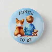 Auntie To Be | Boy's Baby Shower Button