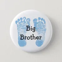 "Big Brother" Button with cute blue footprints