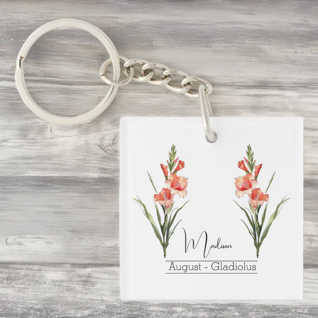 Birth Month Flower August Gladiolus Keychain