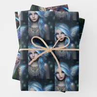 Blue Eyed Fairies | Fairytale Mystical Ethereal Wrapping Paper Sheets